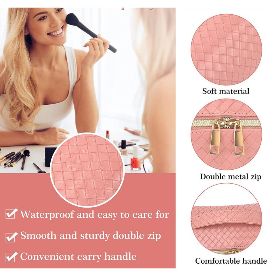 Lay-Flat Travel Cosmetic Bag with Handle & Divider product image