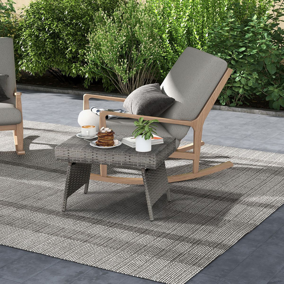 Folding PE Rattan Side Coffee Table Patio Garden Furniture product image
