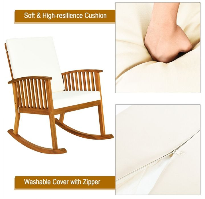 Acacia Wood Rocking Patio Chair with Cushions (Set of 2) product image