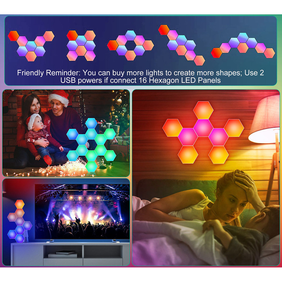 iNova™ 8-Piece Hexagon LED Light Panel Set product image