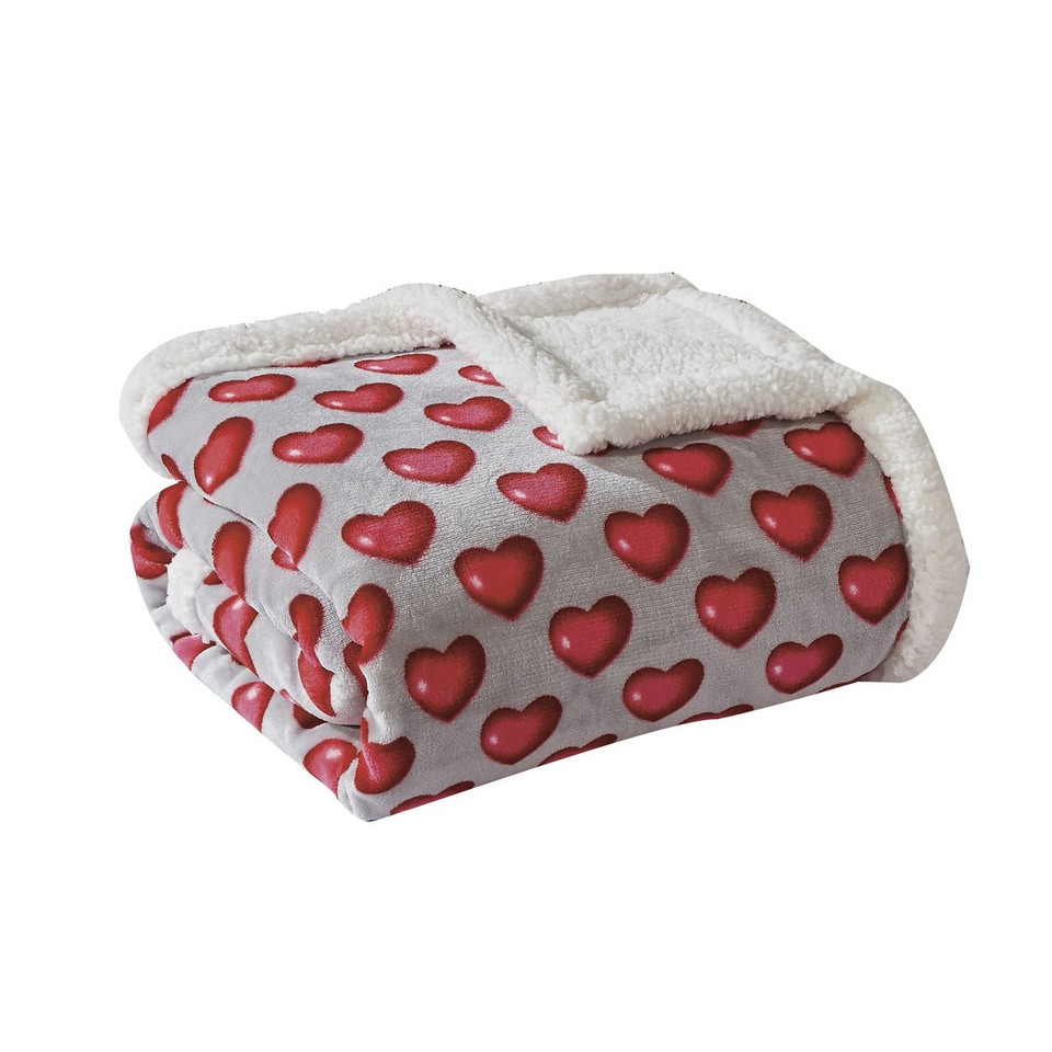 Heart-Themed Sherpa 50 x 60-Inch Throw Blanket product image