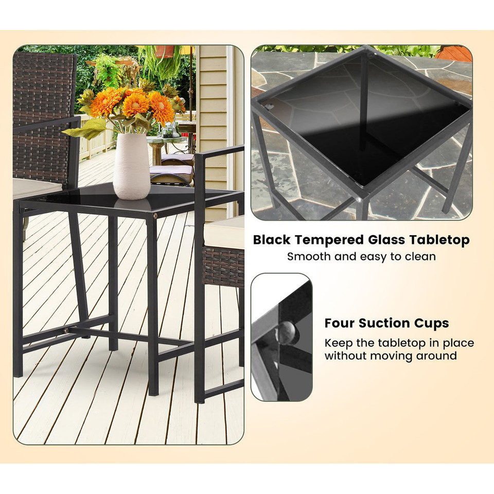3-Piece Modern Heavy-Duty Patio Furniture Set with Coffee Table product image