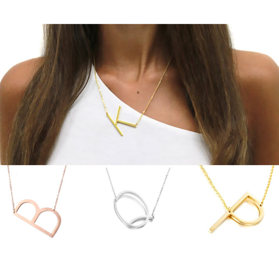 18K Gold-Plated Sideway Initial Necklace product image
