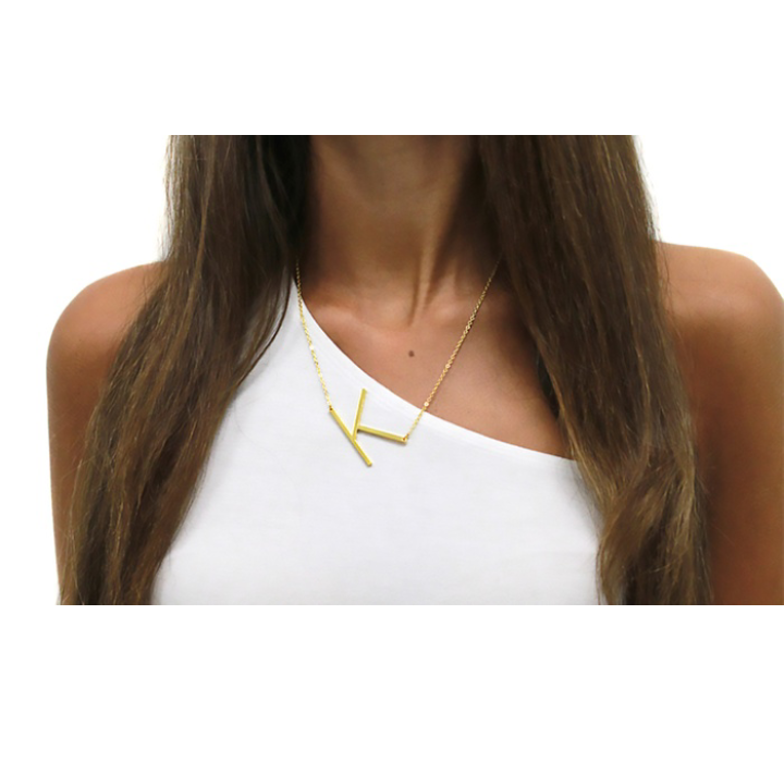 18K Gold-Plated Sideway Initial Necklace product image
