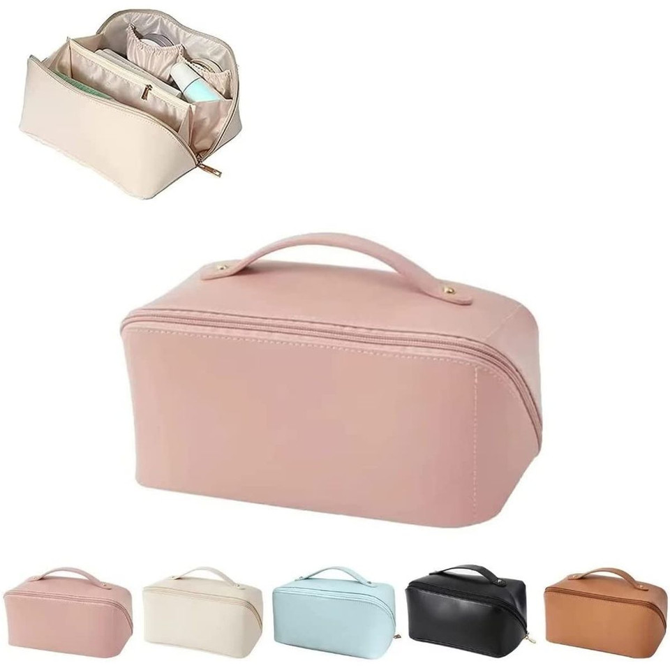Large Capacity Travel Cosmetic Case with Handle and Divider product image