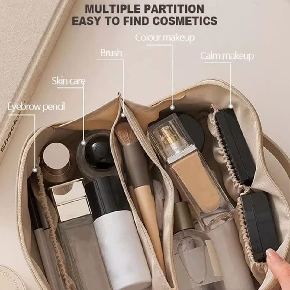 Large Capacity Travel Cosmetic Case with Handle and Divider product image