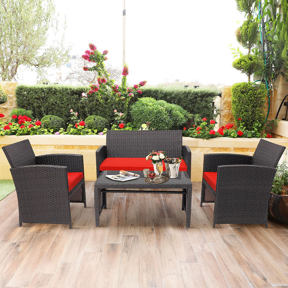 8-Piece Patio Rattan Furniture Set - Cushioned Chair, Sofa, Coffee Table product image