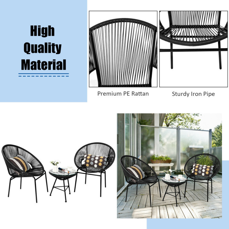 3-Piece Patio Acapulco Furniture Bistro Set with Glass Table product image