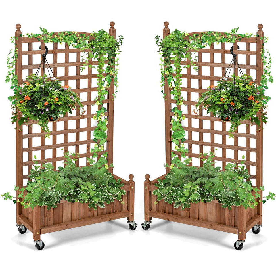 50-Inch Wood Planter Box with Trellis product image