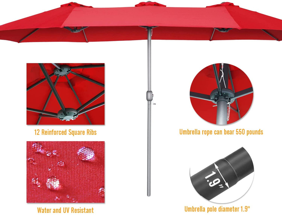 Outdoor 15' X 9' Double-sided Patio Umbrella product image
