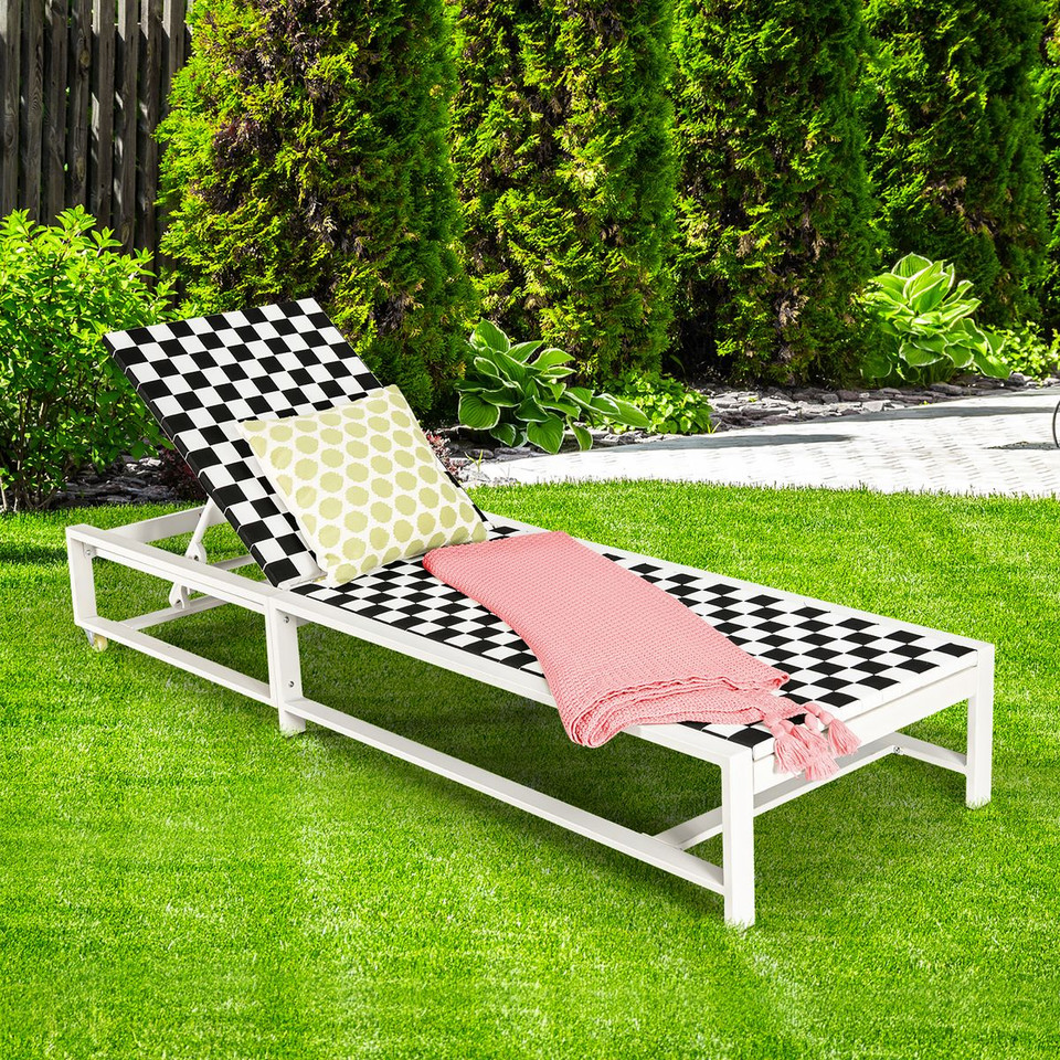 Outdoor Adjustable Patio Chaise Lounge Chair with Wheels & Sturdy Metal Frame product image