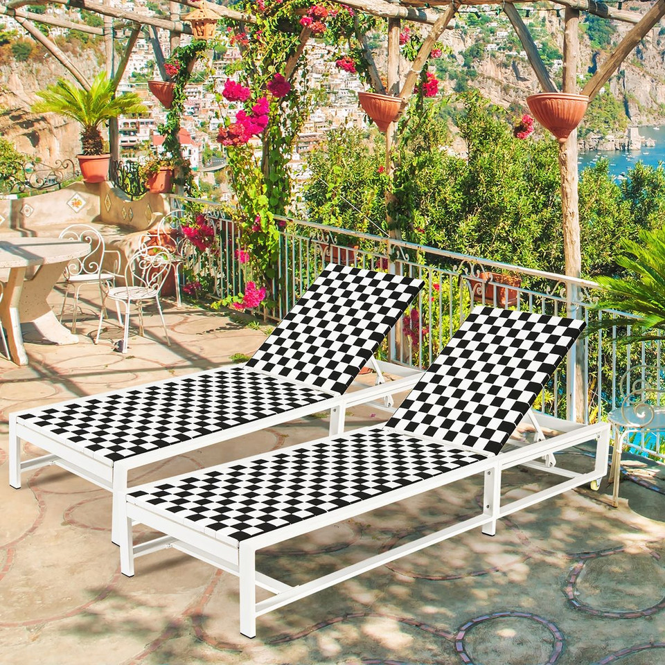 Outdoor Adjustable Patio Chaise Lounge Chair with Wheels & Sturdy Metal Frame product image