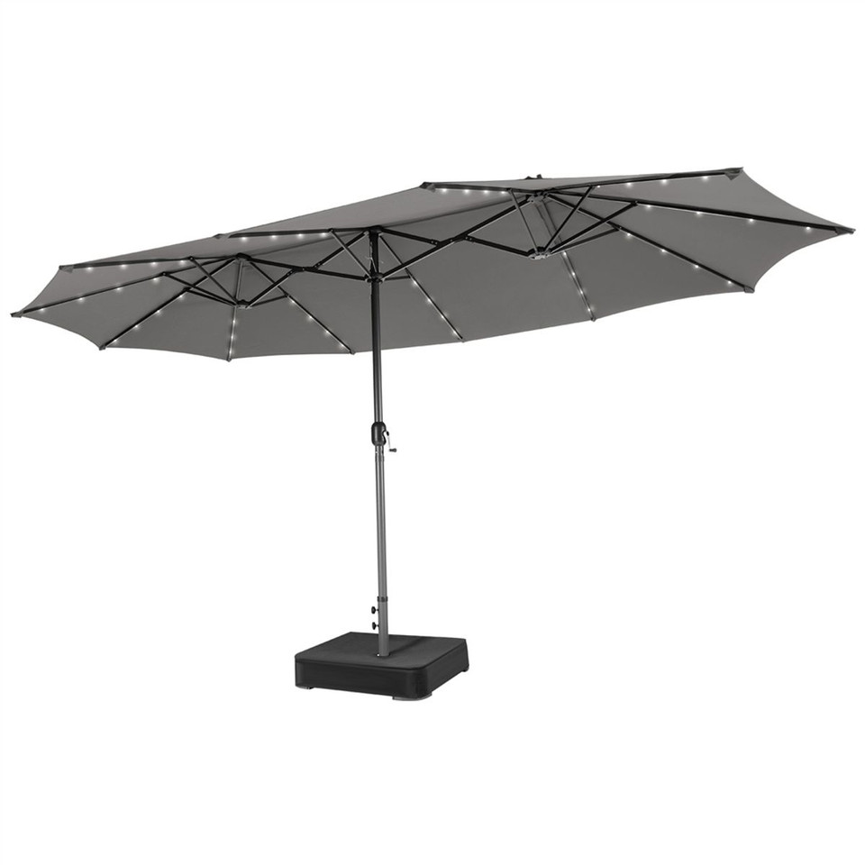 15-Foot Solar LED Double Patio Umbrella with Crank product image