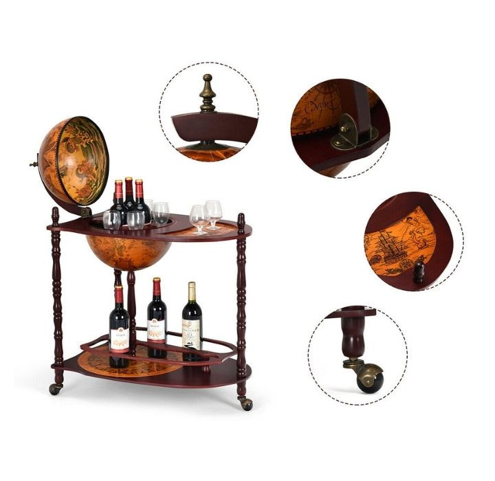 16th Century Italian Style Wood Globe Wine Bar product image