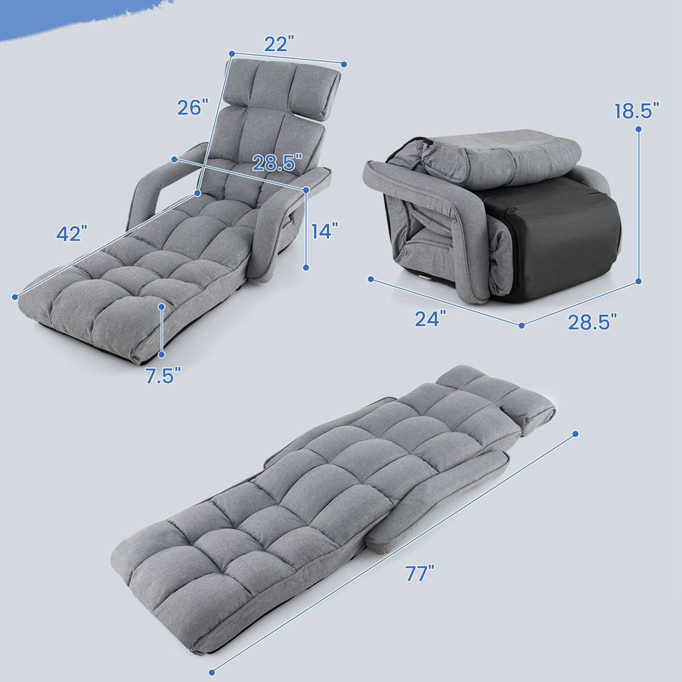 6-Position Adjustable Floor Chair with Adjustable Armrests & Footrest product image