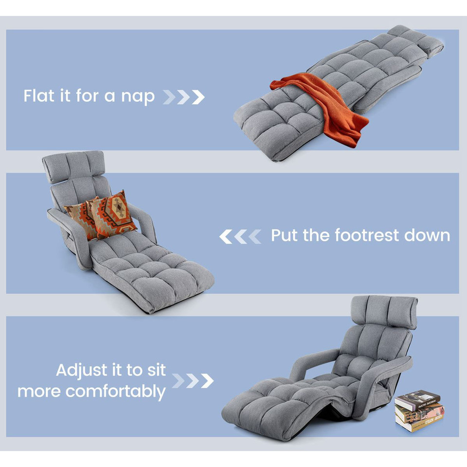 6-Position Adjustable Floor Chair with Adjustable Armrests & Footrest product image