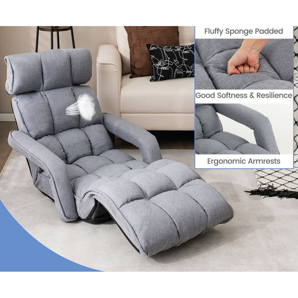 6-Position Adjustable Floor Chair with Adjustable Armrests & Footrest product image