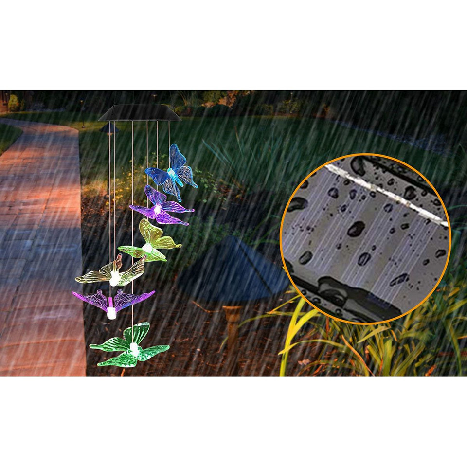 Solarek® Butterfly LED Solar Wind Chime, Color-Changing product image