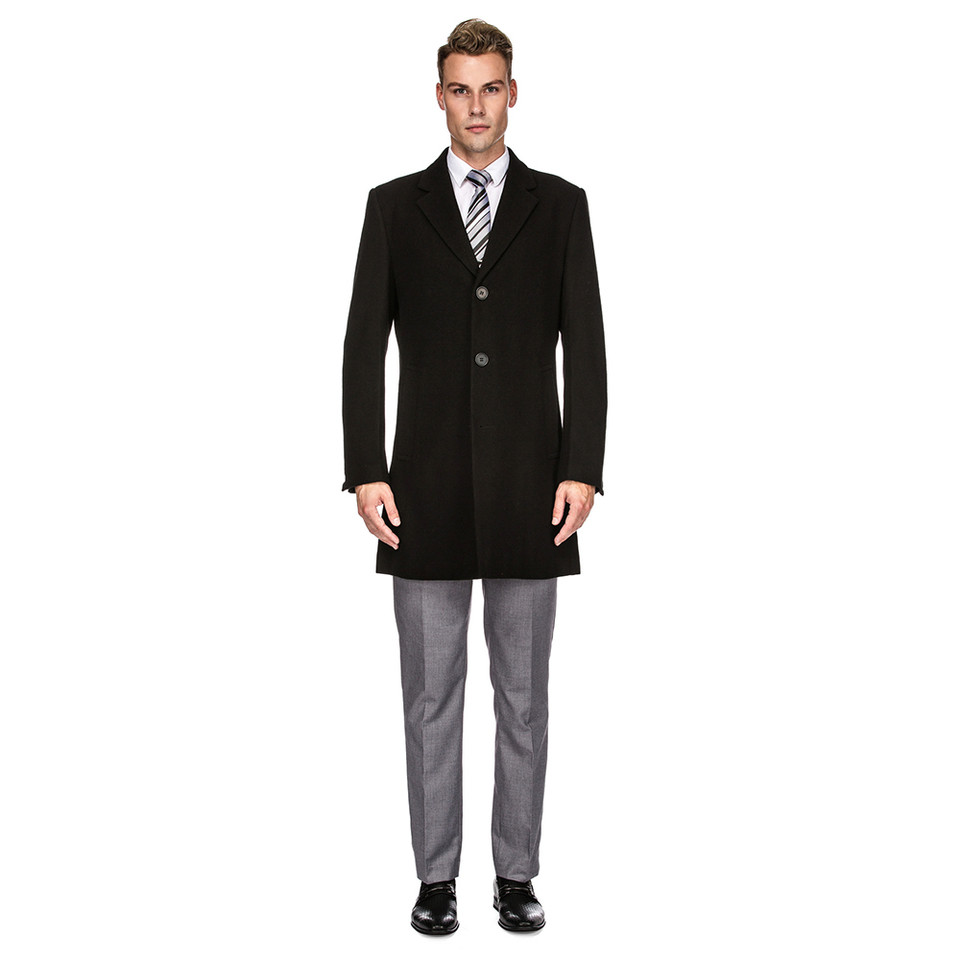 Men's Double- or Single-Breasted Peacoat Wool Blend Dress Jacket product image