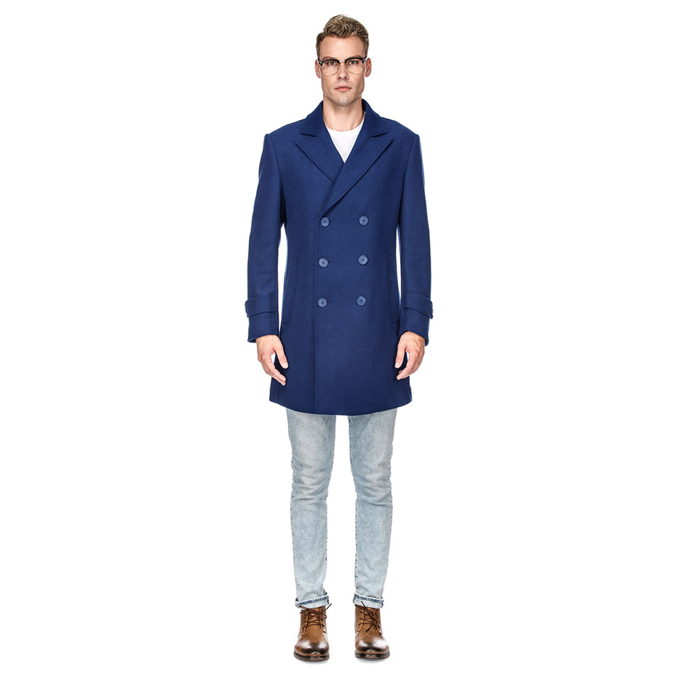 Men's Double- or Single-Breasted Peacoat Wool Blend Dress Jacket product image