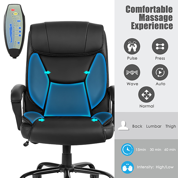 Executive Massaging Office Chair, Faux Leather product image