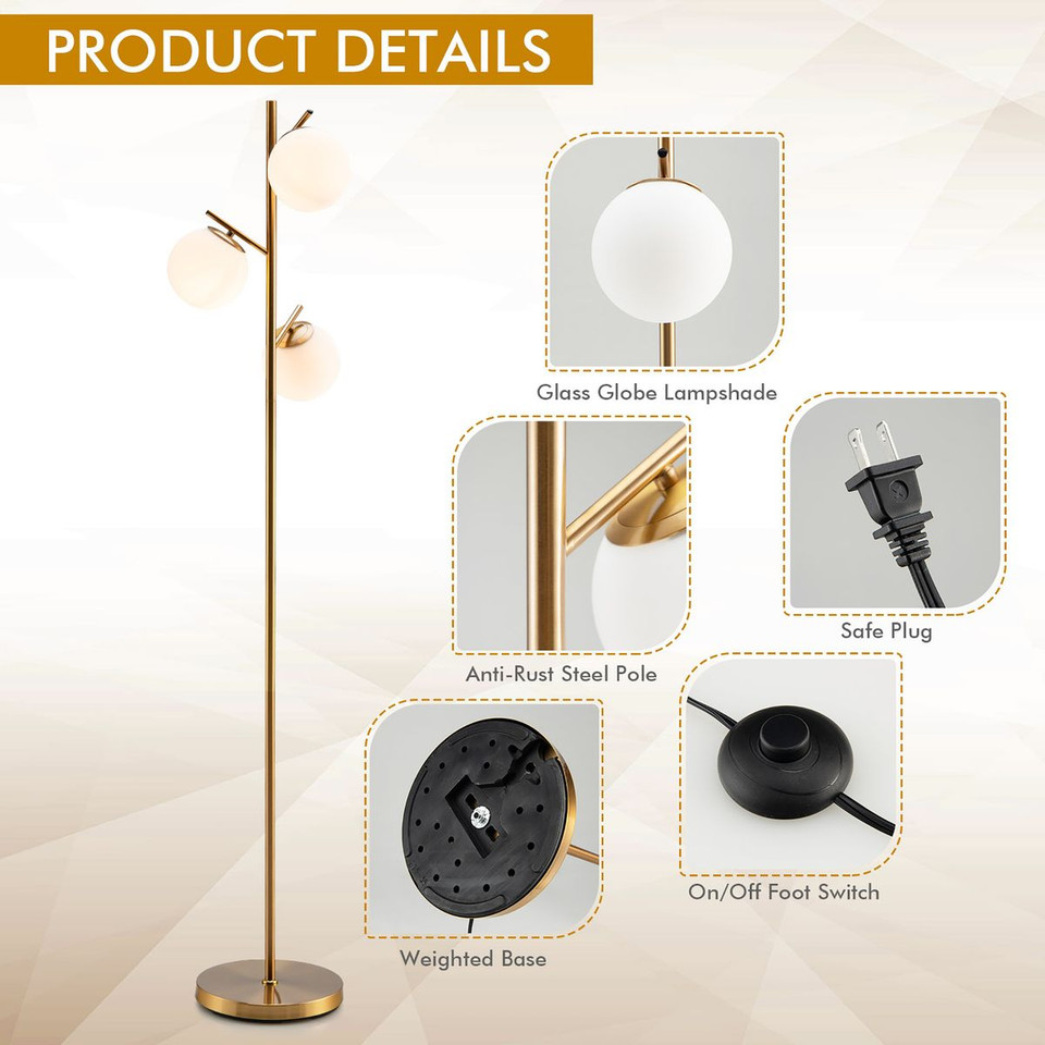 3-Globe Modern Floor Lamp product image