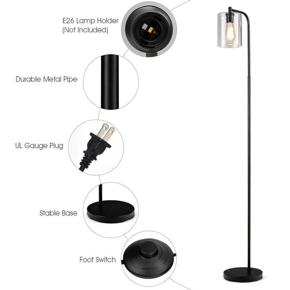 Industrial Floor Lamp with Glass Shade product image
