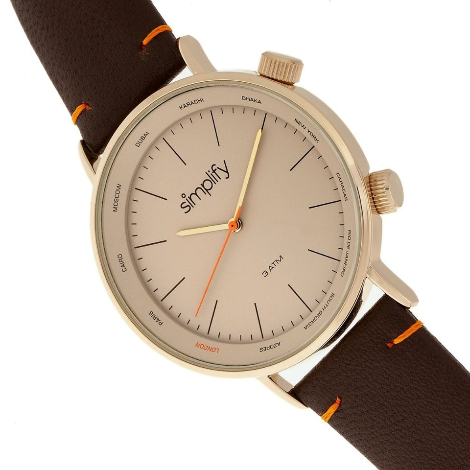 Simplify® The 3300 Leather-Band Watch product image