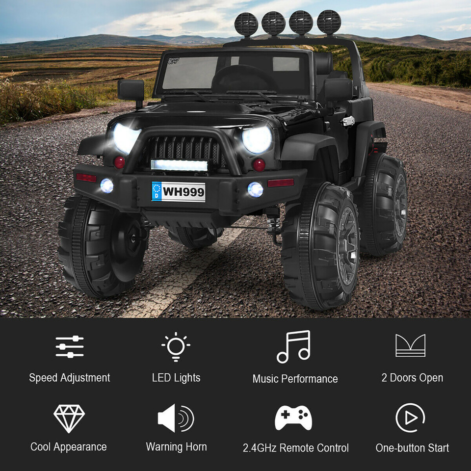 Kids' 12V Ride-on Truck RC with Lights, Music, and Trunk product image
