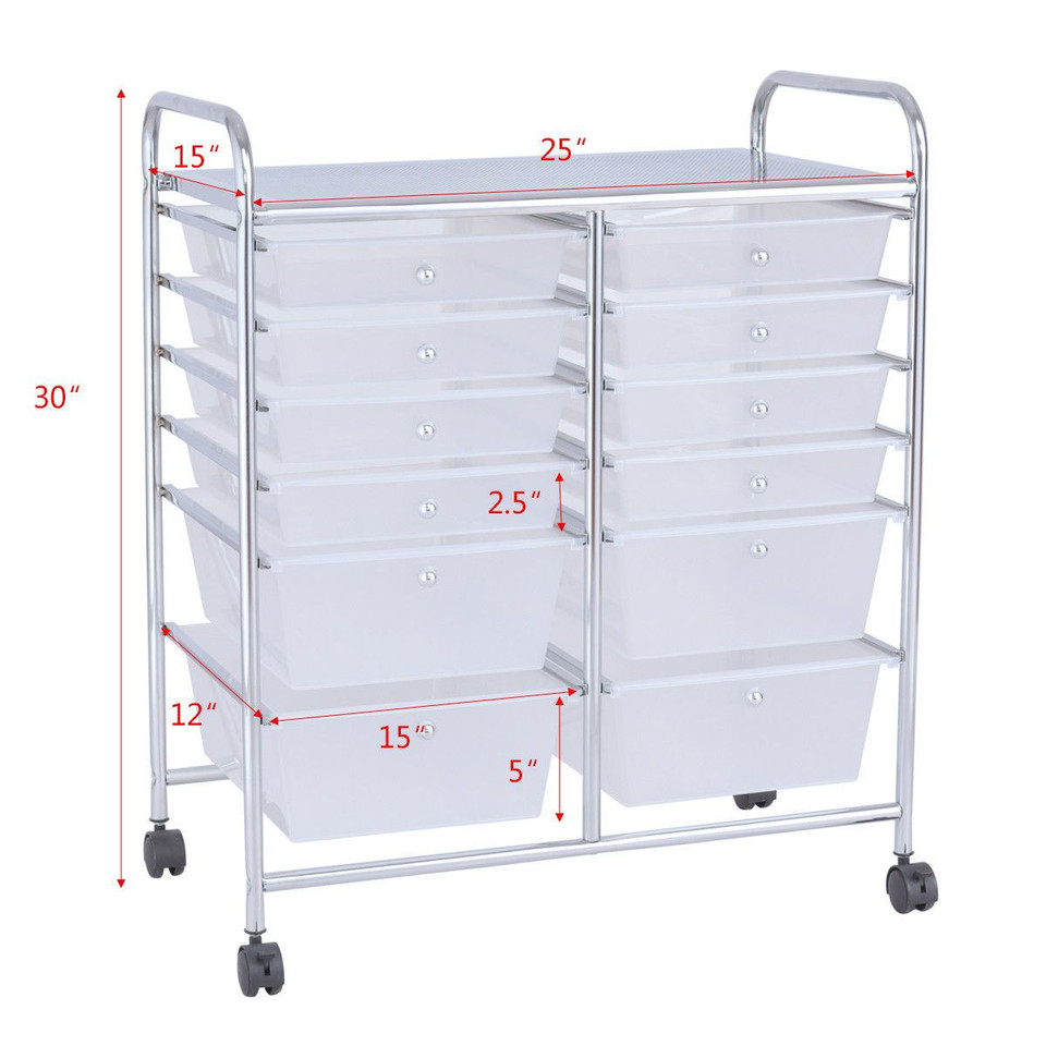 Semi-transparent 12-Drawer Rolling Cart  product image