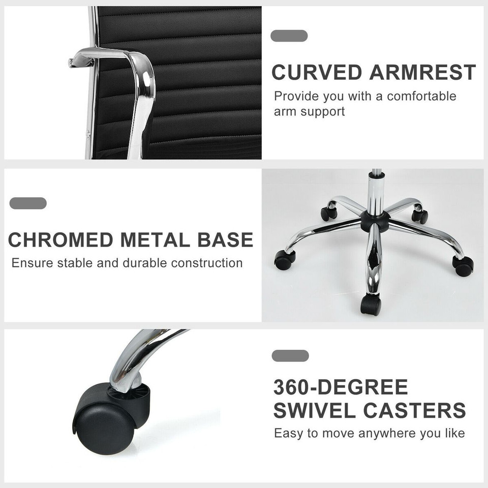 High-Back Ribbed Office Chairs with Armrests (Set of 2) product image