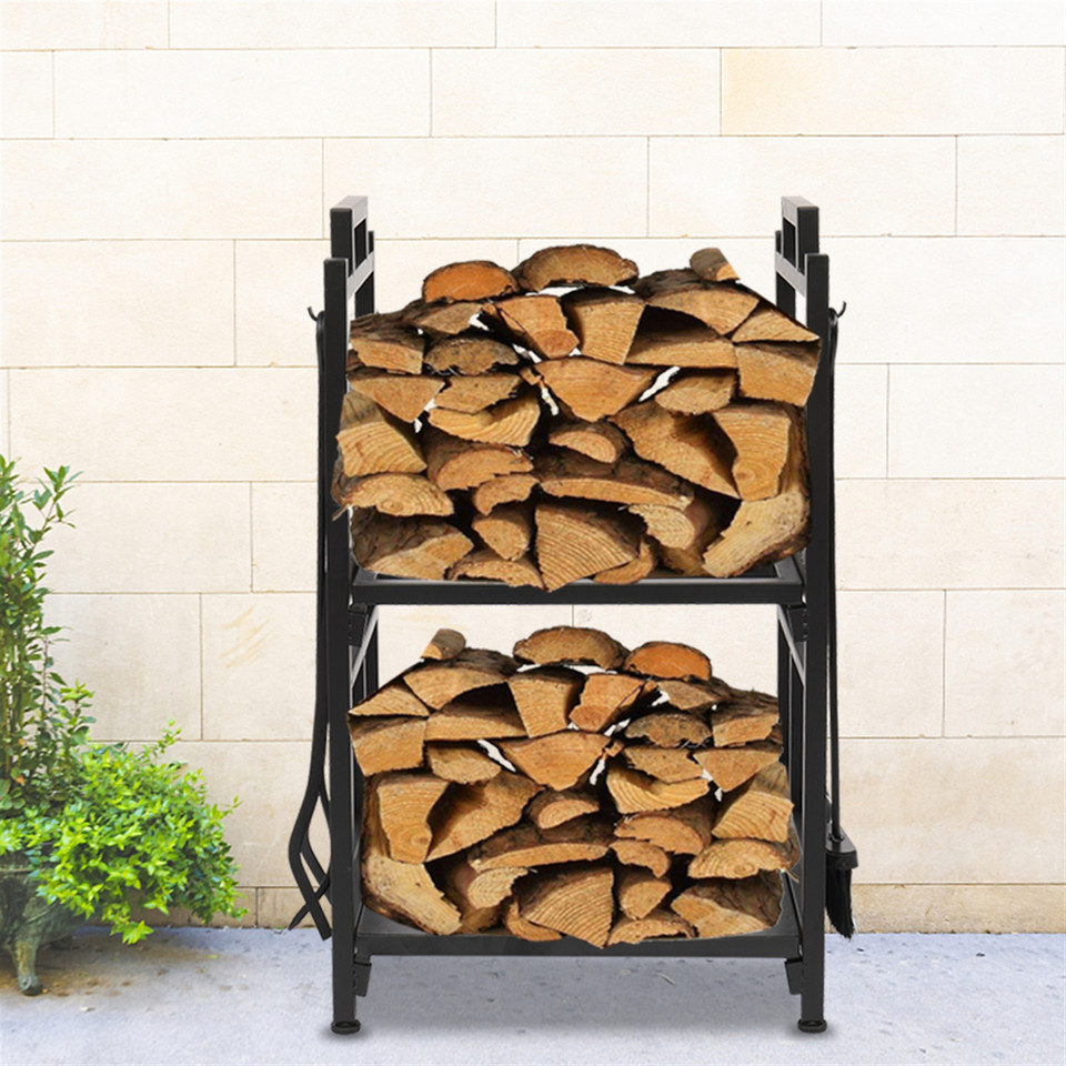 2-Tier Firewood Holder with 4 Tools product image