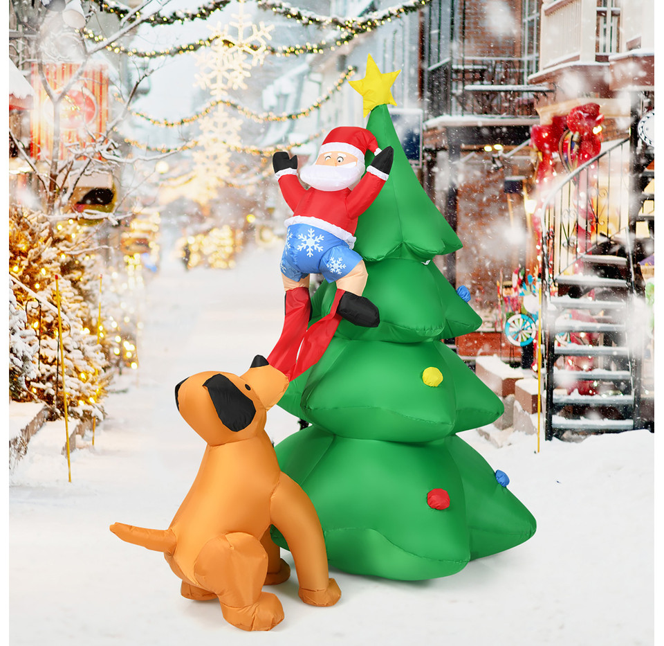6.5-Foot Outdoor Inflatable Christmas Tree Santa Décor with LED Lights product image