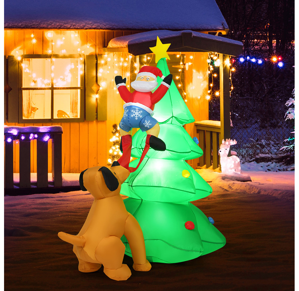 6.5-Foot Outdoor Inflatable Christmas Tree Santa Décor with LED Lights product image