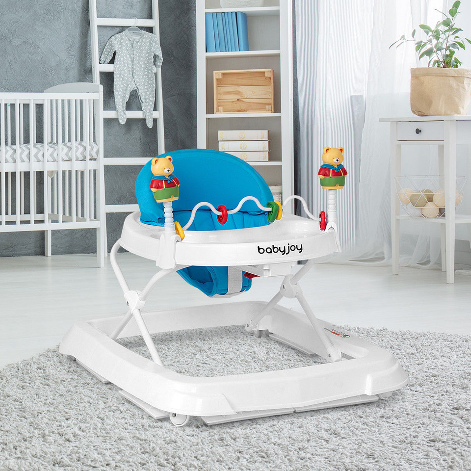 Height-Adjustable Folding Baby Walker with High Back and Padded Seat product image