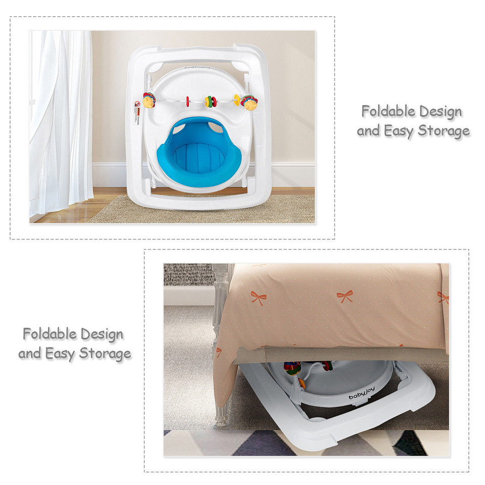 Height-Adjustable Folding Baby Walker with High Back and Padded Seat product image