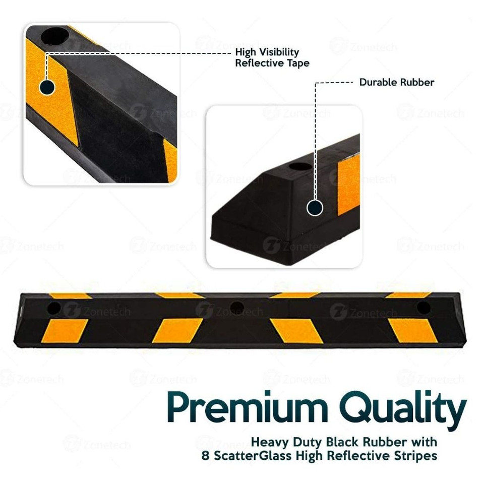 Zone Tech® Large Heavy Duty 72-Inch Long Rubber Parking Curb product image