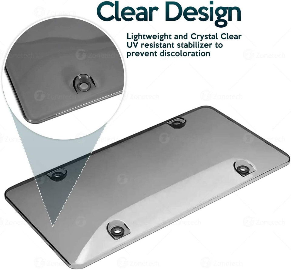 Zone Tech® Clear Smoked License Plate Cover Frame Shield (2-Pack) product image