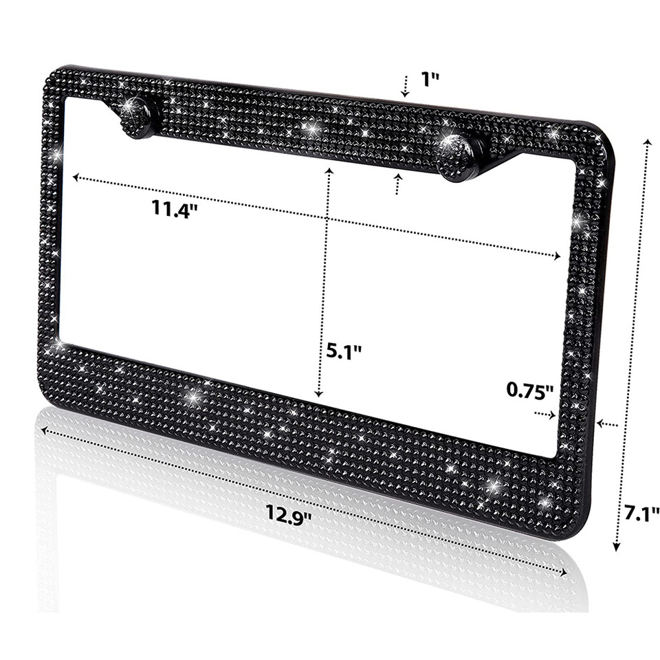 Zone Tech Shiny Bling Rhinestone License Plate Frame (2-Pack) product image