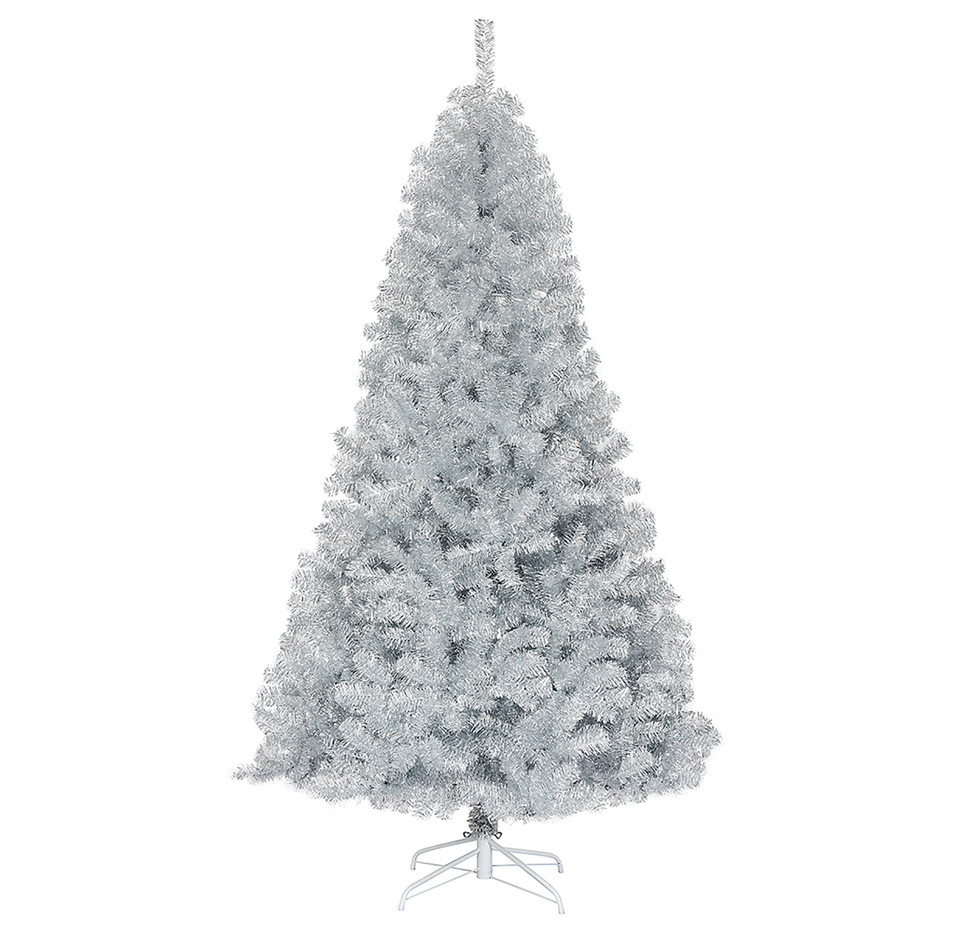 Unlit Artificial 7.5Ft Silver Tinsel Christmas Tree product image