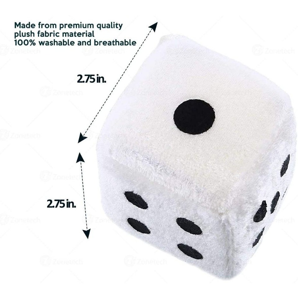 Zone Tech® Plush Fuzzy Dice For Rear View Mirror product image
