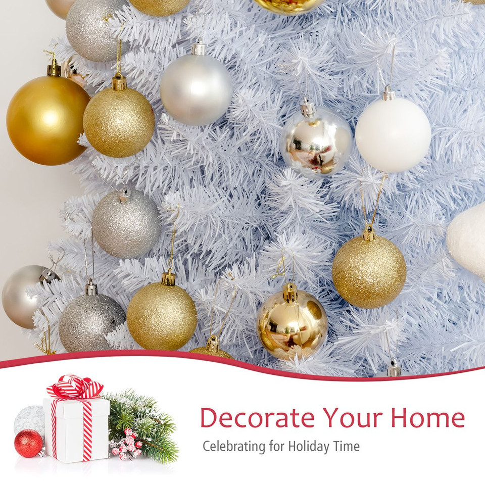 6-Foot Artificial White Christmas Pencil Tree with Folding Metal Stand product image