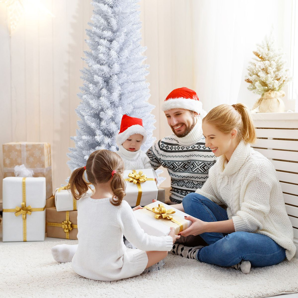 6-Foot Artificial White Christmas Pencil Tree with Folding Metal Stand product image