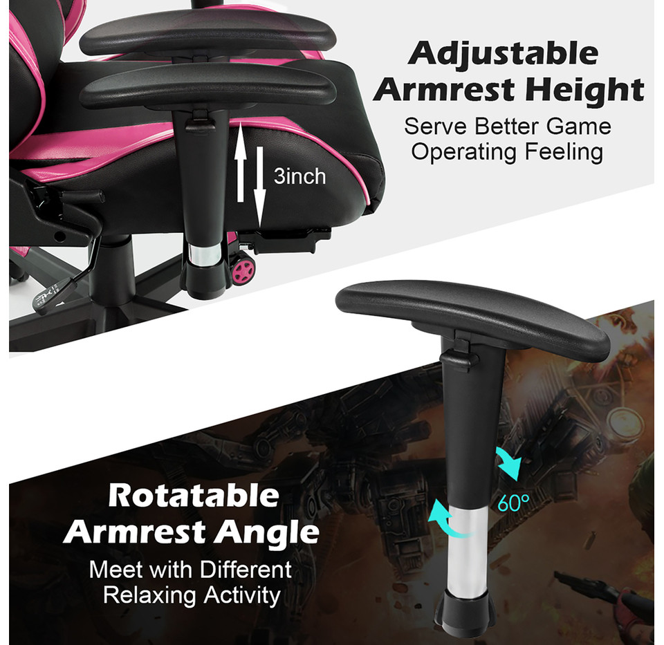 Reclining Massage Gaming Chair with Footrest product image