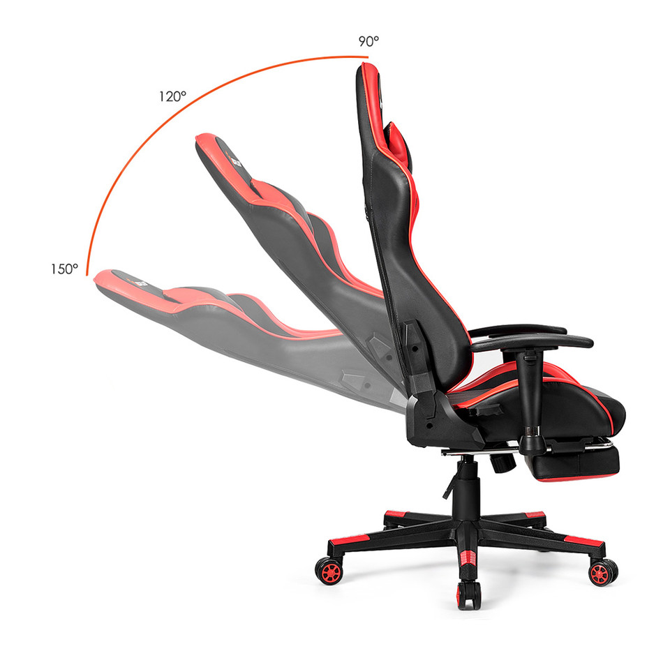 Reclining Massage Gaming Chair with Footrest product image