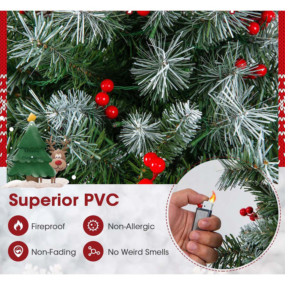 5 to 9-Foot Artificial Pre-Lit Snow-Flocked Christmas Trees with Pine Cones product image