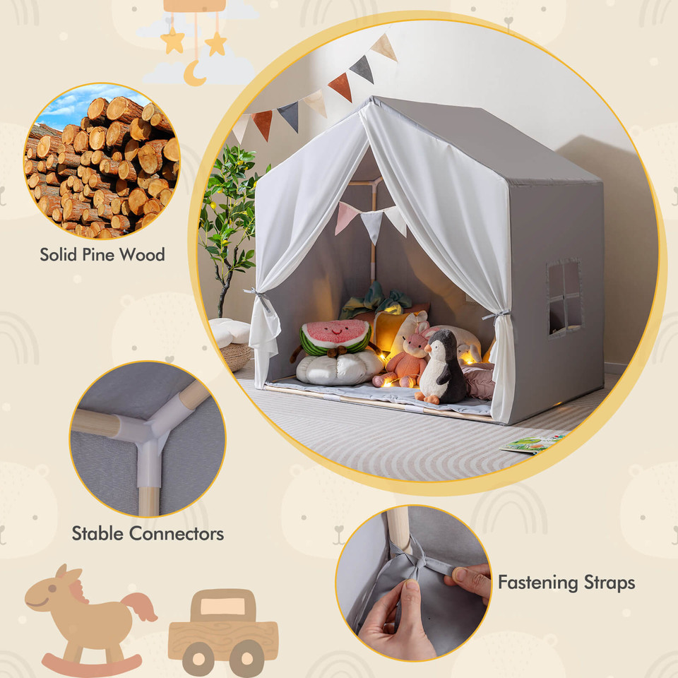 Kids' Play Tent with Washable Cotton Mat & Flag Banner product image