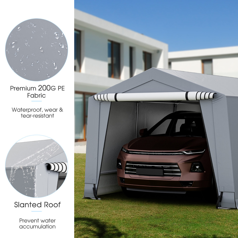 10 x 16/10 x 20-Foot Outdoor Heavy-Duty Carport with 2 Doors product image
