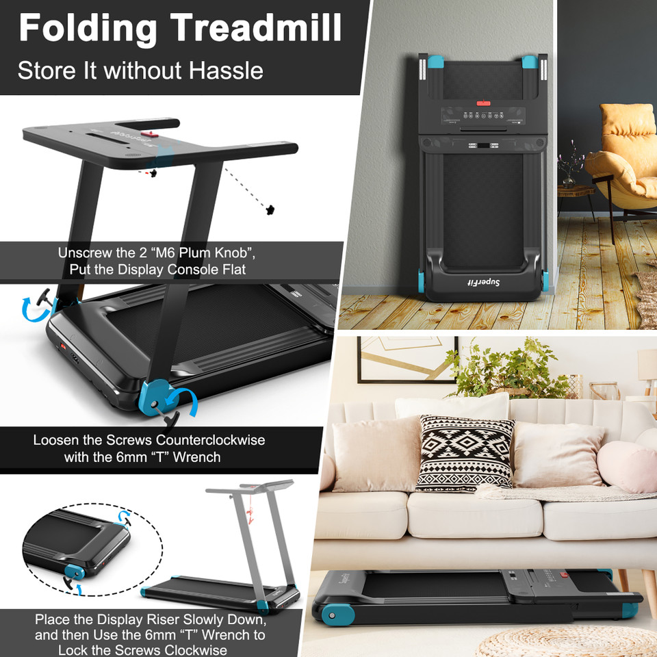 SuperFit™ Folding Compact Treadmill with APP Control & BT Speaker product image