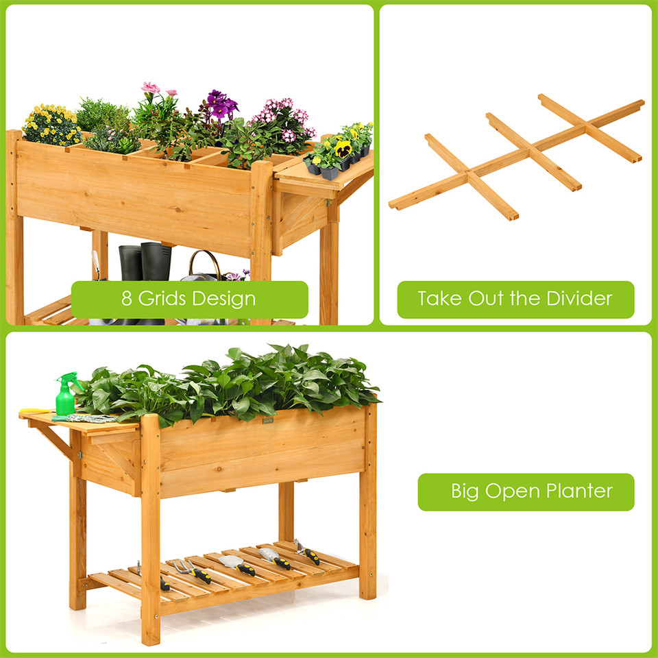 Elevated Planter Box with 8 Grids & Folding Tabletop product image